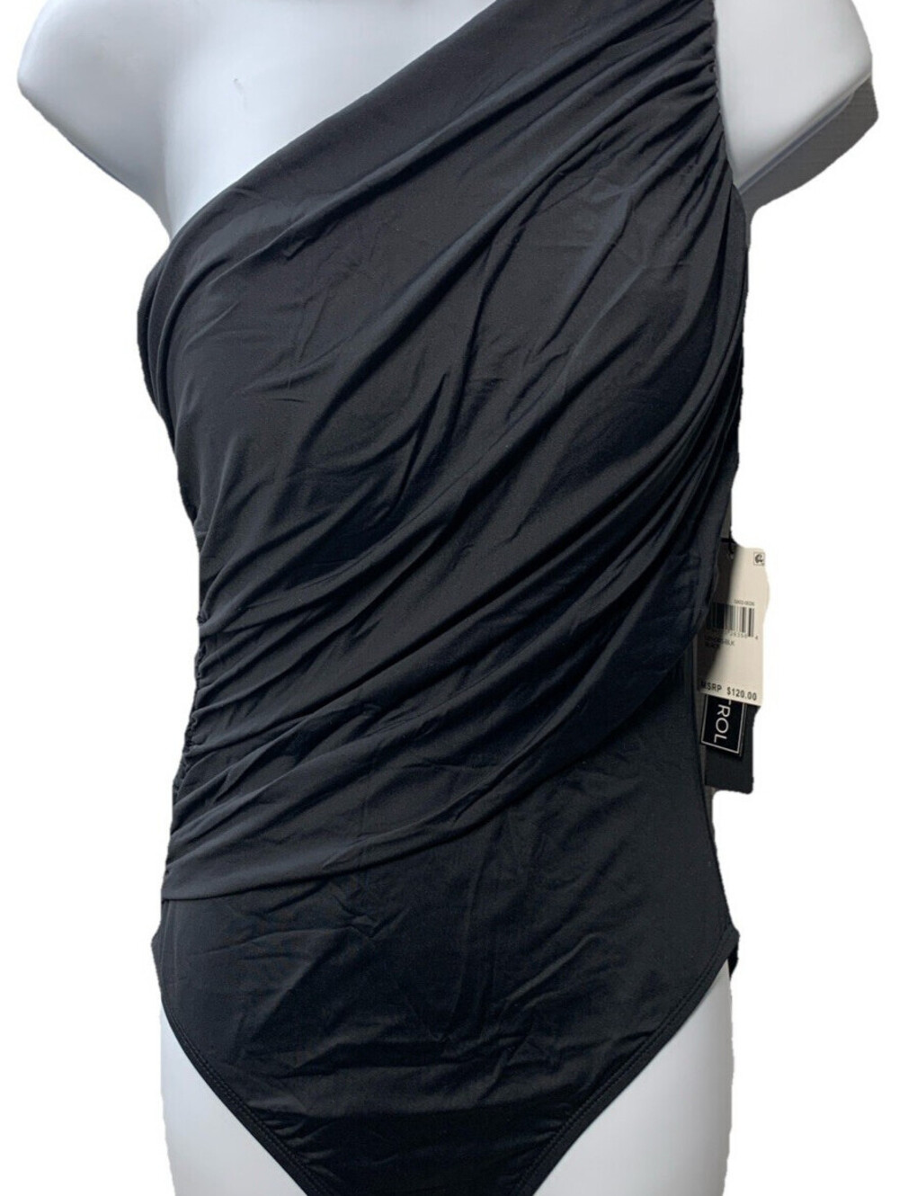 La Blanca S802-0026 Goddess Shirred One-Shoulder One-Piece Swimsuit Black Size 8
